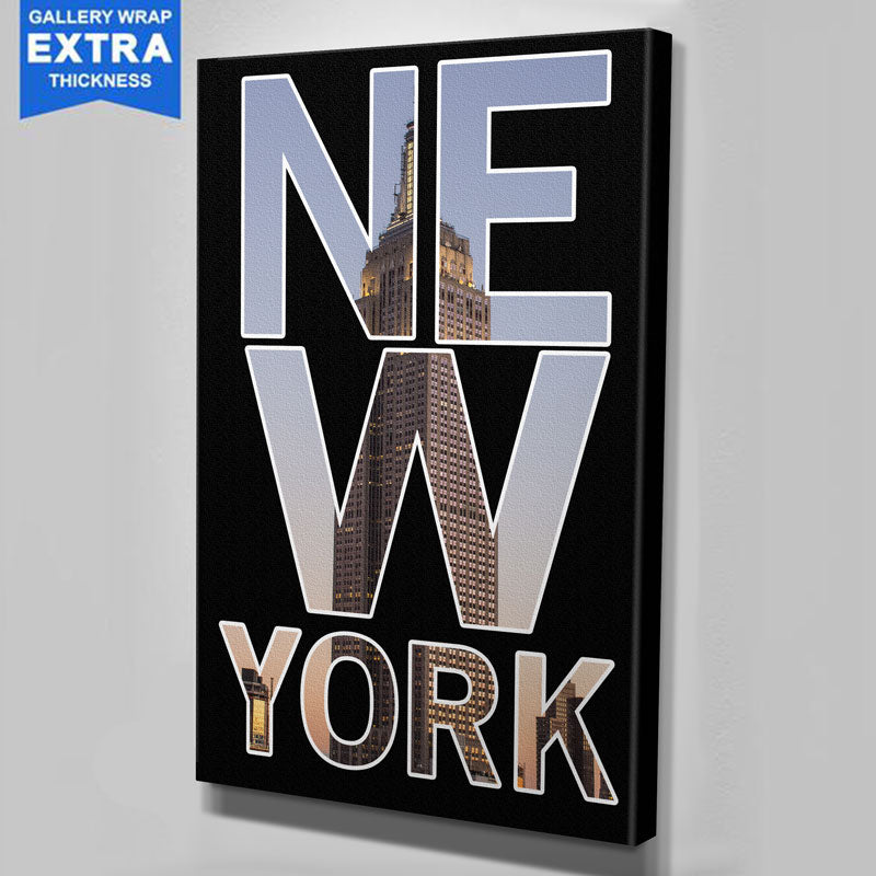 Typography Black New York Skyline Canvas