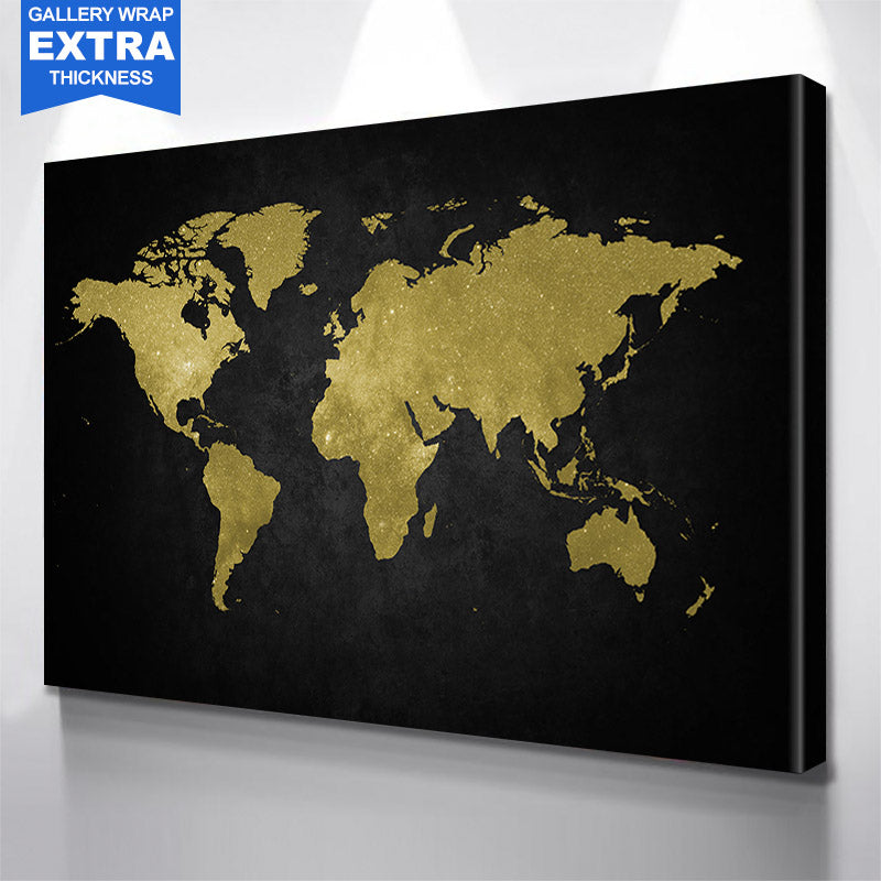 World Map Black & Gold